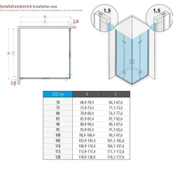 Cabine de douche ATÉA-BLACK H.180 cm, 80 x 90 cm, 2 portes pliantes et pivotantes, verre transparent 6 mm + receveur - Saniverre