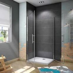 Cabine de douche battante - 6 mm Verre Anticalcaire - 90 x 90 x180 cm - installer réversible - alu Chrome