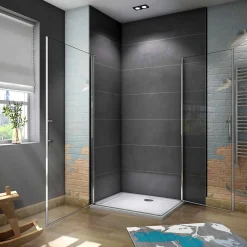 Cabine de douche battante - 6 mm Verre Anticalcaire - 100 x 70 x180 cm - installer réversible - alu Chrome