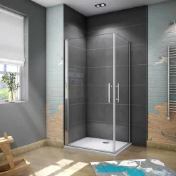 Cabine de douche battante - 6 mm Verre Anticalcaire - 90 x 80 x180 cm - installer réversible - alu Chrome