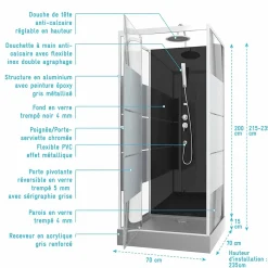 Cabine de douche carrée 70x70x225cm - SCRATCHY 70