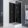 Cabine de douche carrée 80x80x195 - Portes coulissantes en verre trempé 5mm - SQUARY BLACK 2