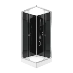 Cabine de douche carrée 80x80x195 - Portes coulissantes en verre trempé 5mm - SQUARY BLACK 2