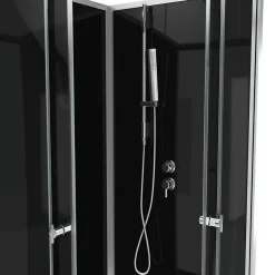 Cabine de douche carrée 80x80x195 - Portes coulissantes en verre trempé 5mm - SQUARY BLACK 2