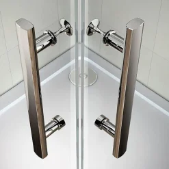 Cabine de douche coulissante angle 100x90x185 cm - Verre sécurit 6 mm - Chrome