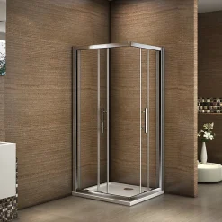 Cabine de douche coulissante angle 90x90x185 cm - Verre sécurit 6 mm - Chrome