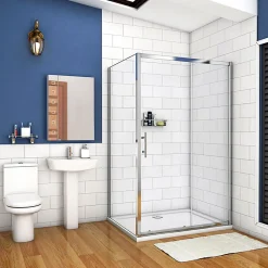Cabine de douche coulissante - 120 x 70 x 190 cm - 5 mm Verre sécurit transparent - Aluminium chromé