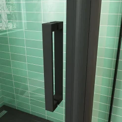Cabine de douche coulissante avec l'amortisseur - Porte de douche en 8mm verre anticalcaire - profilé noir mat - 100x90x195 cm
