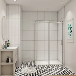 cabine de douche coulissante 120x80x195cm,Installation réversible,8mm verre de sécurité,porte de douche coulissante