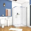 Cabine de douche coulissante - Verre anticalcaire 6 mm - Accès par angle - Poignée en acier inox chromé - 100x90x195 cm