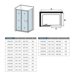 Cabine de douche coulissante - 100 x 90 x 190 cm - 5 mm Verre sécurit transparent - Aluminium chromé