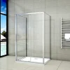 Cabine de douche coulissante avec 2 parois - 140x80x190cm - 5mm Verre transparent - alu chromé - Montage réversible