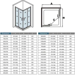 Cabine de douche coulissante angle 80x80x185 cm - Verre sécurit 6 mm - Chrome