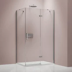 Cabine de douche d'angle verre 8mm, 1 porte battante, Profilé Chrome - NT403 - 90x120x195cm