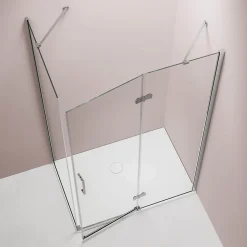 Cabine de douche d'angle verre 8mm, 1 porte battante, Profilé Chrome - NT403 - 90x120x195cm