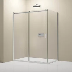 Cabine de douche d'angle, verre clair 6mm, porte coulissante - NT806 FLEX 100x80x195cm