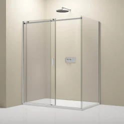 Cabine de douche d'angle, verre clair 6mm, porte coulissante - NT806 FLEX 100x80x195cm