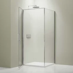 Cabine de douche d'angle 100x100x195cm (LxPxH) verre 8mm, 1 porte battante 100cm, Profilé chrome - NT416