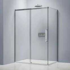 Cabine de douche en coin, verre trempé 8mm, portes coulissantes, profilé chrome - DX906 FLEX - 120x80x195cm (LxPxH)