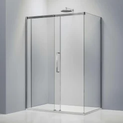 Cabine de douche en coin, verre trempé 8mm, portes coulissantes, profilé chrome - DX906 FLEX - 100x80x195cm (LxPxH)