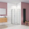 Cabine de douche en quart de cercle chromé 80x80x195cm,Cabine de douche intégrale d'angle,porte de douche pivotante