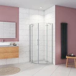 Cabine de douche en quart de cercle chromé 80x80x195cm,Cabine de douche intégrale d'angle,porte de douche pivotante