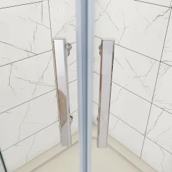 Cabine de douche en quart de cercle chromé 80x80x195cm,Cabine de douche intégrale d'angle,porte de douche pivotante