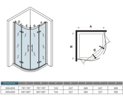 Cabine de douche en quart de cercle chromé 80x80x195cm,Cabine de douche intégrale d'angle,porte de douche pivotante