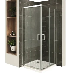Cabine De Douche H180 70x100cm - Verre Transparent Portes Coulissantes Lana+ (sans Receveur) - Saniverre