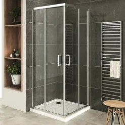 Cabine De Douche H180 70x100cm - Verre Transparent Portes Coulissantes Lana+ (sans Receveur) - Saniverre