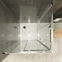 Cabine De Douche H180 70x100cm - Verre Transparent Portes Coulissantes Lana+ (sans Receveur) - Saniverre