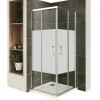 Cabine De Douche H180 90x100cm - Verre Centre-opaque Portes Coulissantes Lana+ (sans Receveur) - Saniverre