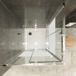 Cabine De Douche H180 90x100cm - Verre Centre-opaque Portes Coulissantes Lana+ (sans Receveur) - Saniverre