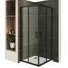 Cabine De Douche H180 80x100cm - Verre Transparent Portes Coulissantes Lanablack+ (sans Receveur) - Saniverre