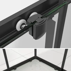 Cabine De Douche H180 80x100cm - Verre Transparent Portes Coulissantes Lanablack+ (sans Receveur) - Saniverre