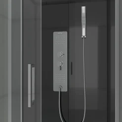 Cabine de douche Hydromassante 110x80x215 cm - Fond Noir et Profilés Gris - BLACK STYLE