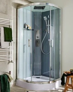 Cabine de douche hydromassante quart de cercle 90 x 90 cm, profilés chromés, GoodHome Beloya