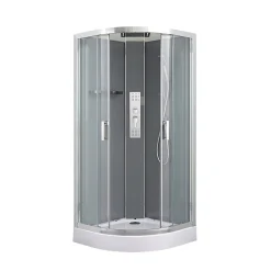 Cabine de douche hydromassante quart de cercle 90 x 90 cm, profilés chromés, GoodHome Beloya