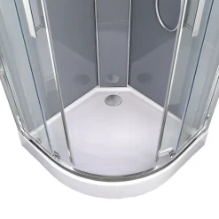 Cabine de douche hydromassante quart de cercle 90 x 90 cm, profilés chromés, GoodHome Beloya