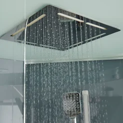 Cabine de douche hydromassante quart de cercle 90 x 90 cm, profilés chromés, GoodHome Beloya
