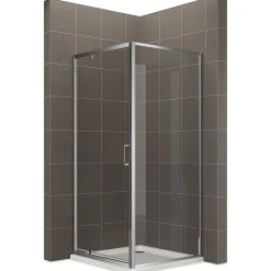 Cabine de douche IBEA H.190 cm porte pivotante verre transparent 80 x 80 cm - Saniverre