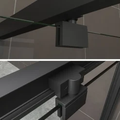 Cabine de douche IBEABLACK H.190 cm porte pivotante verre transparent 90 x 90 cm - Saniverre