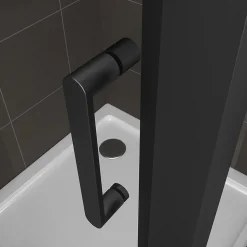 Cabine de douche IBEABLACK H.190 cm porte pivotante verre transparent 90 x 90 cm - Saniverre