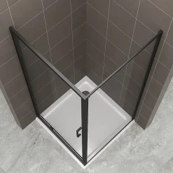 Cabine de douche IBEABLACK H.190 cm porte pivotante verre transparent 90 x 70 cm (porte 90) - Saniverre