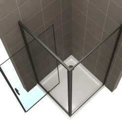 Cabine de douche IBEABLACK H.190 cm porte pivotante verre transparent 80 x 80 cm - Saniverre