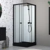 Cabine de douche intégrale 80x80x200 cm carrée - Portes coulissantes - Receveur Noir Mat