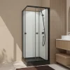 Cabine de douche intégrale carrée noir, L.80 x l.80 x H.200 cm, portes coulissantes, Julie Galedo