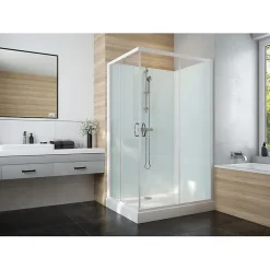Cabine de douche Izi Glass2 Leda - Carrée - Portes coulissantes - Verre transparent - 80 x 80 cm