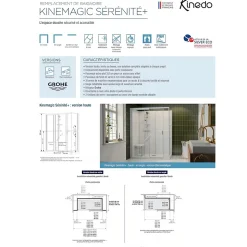 Cabine de douche Kinedo Kinemagic Sérénité Plus 170x80 niche mixte coulissante transparent thermostatique