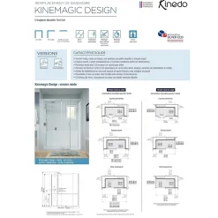 Cabine de douche Kinedo Kinemagic Design 120x80 habillage toute hauteur 1 porte pivotante verre transparent avec mitigeur